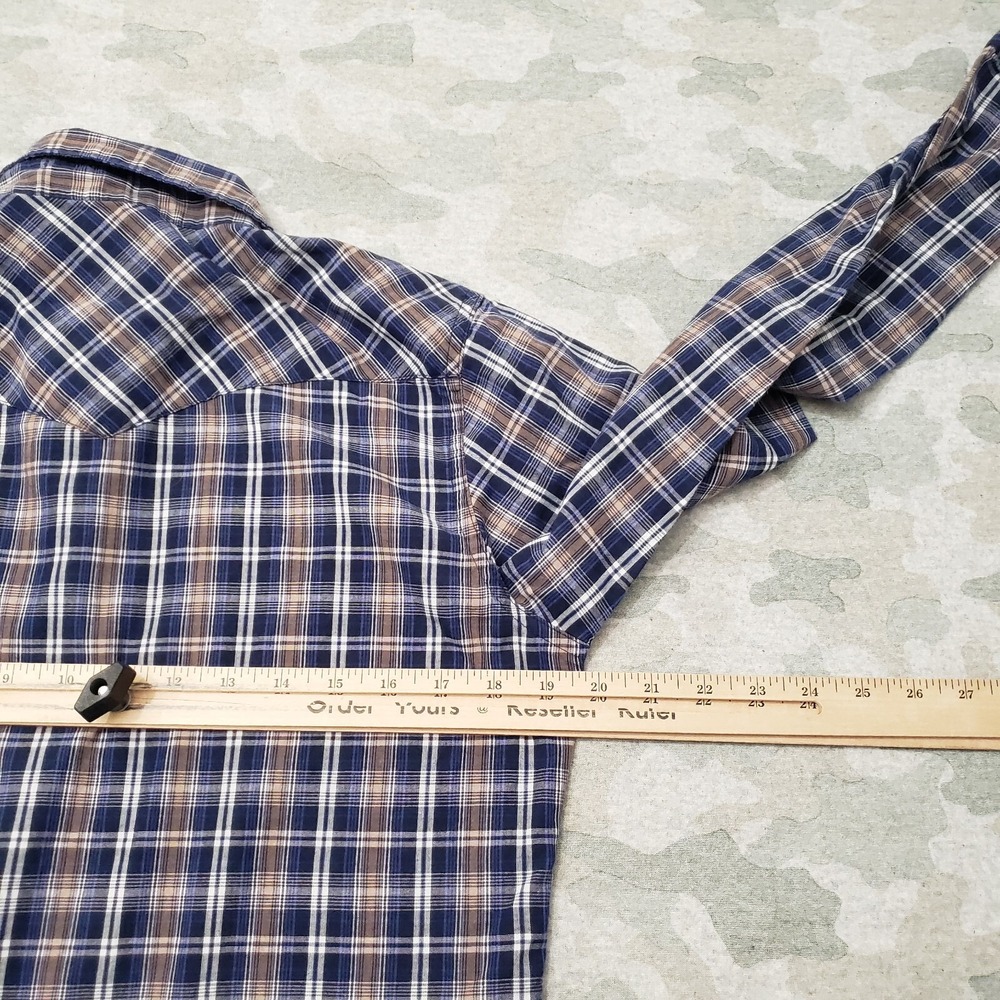 Wrangler Western Shirt Mens Small Blue Pockets Pearl Snap Long Sleeve - Picture 6 of 8
